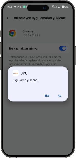 Bycasino APK kurulum 5. adım